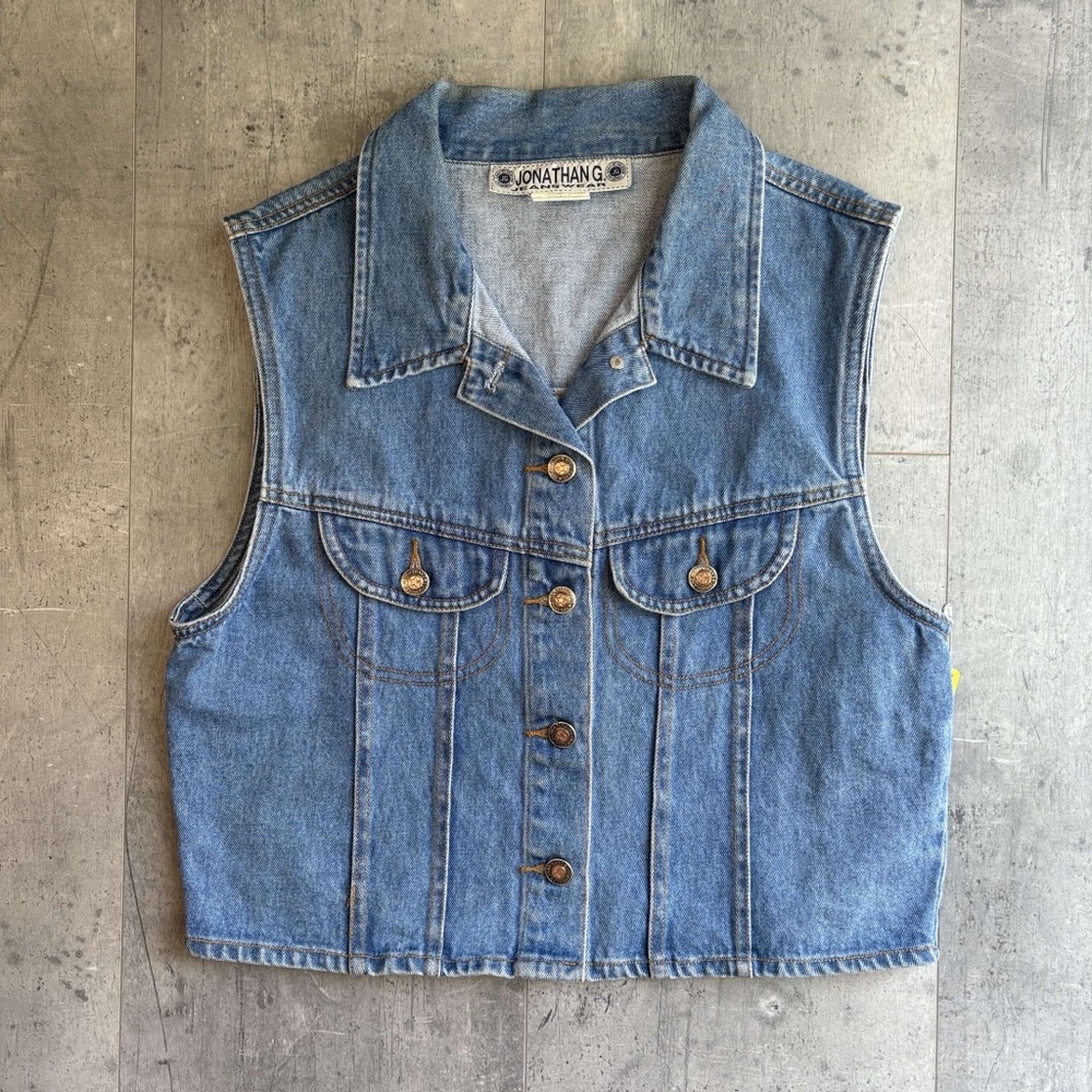 Denim Vest with Button Closure